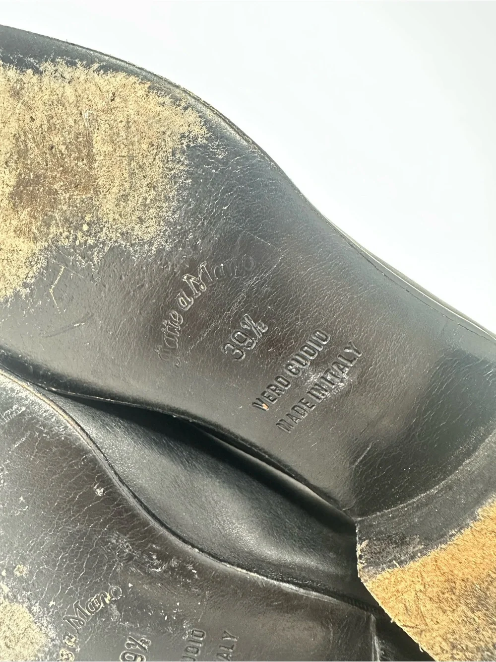 Vintage Peruzzi Black Leather Chunky Heel Penny Loafers Made in Italy Size 8.5